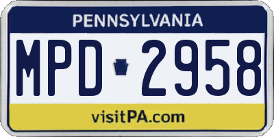 PA license plate MPD2958