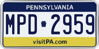 PA license plate MPD2959