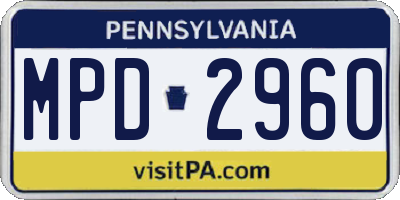PA license plate MPD2960