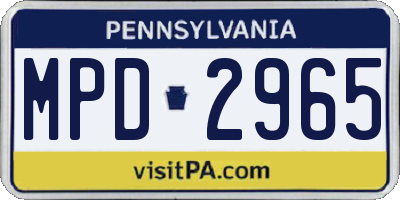 PA license plate MPD2965