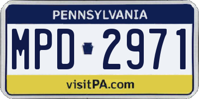 PA license plate MPD2971