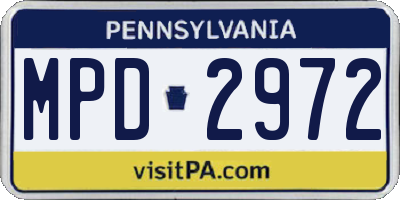 PA license plate MPD2972