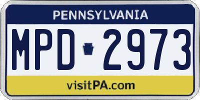 PA license plate MPD2973