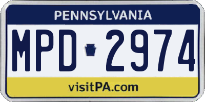 PA license plate MPD2974