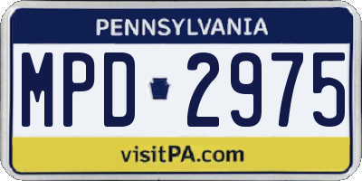 PA license plate MPD2975