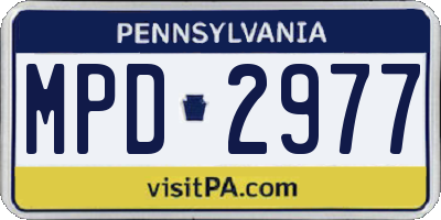 PA license plate MPD2977