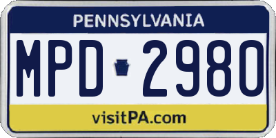 PA license plate MPD2980