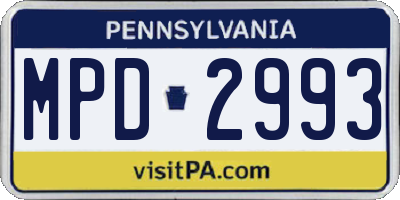 PA license plate MPD2993