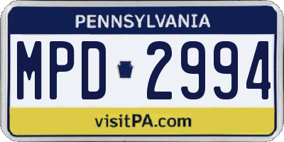 PA license plate MPD2994
