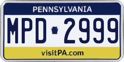 PA license plate MPD2999