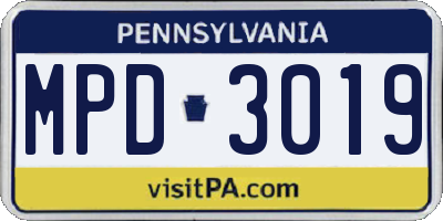 PA license plate MPD3019