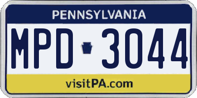 PA license plate MPD3044