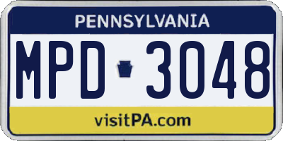 PA license plate MPD3048