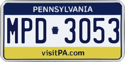 PA license plate MPD3053