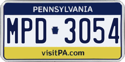 PA license plate MPD3054