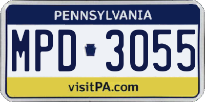 PA license plate MPD3055