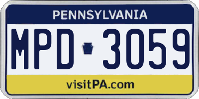 PA license plate MPD3059