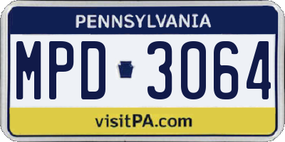 PA license plate MPD3064