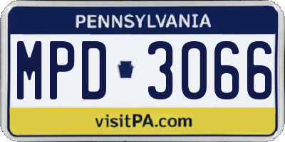 PA license plate MPD3066