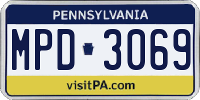 PA license plate MPD3069