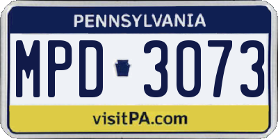 PA license plate MPD3073