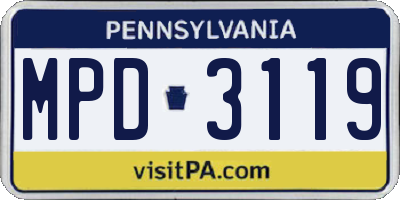 PA license plate MPD3119