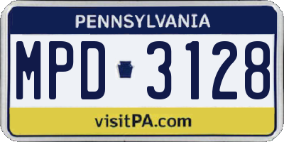PA license plate MPD3128