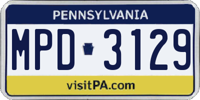 PA license plate MPD3129