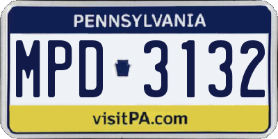 PA license plate MPD3132