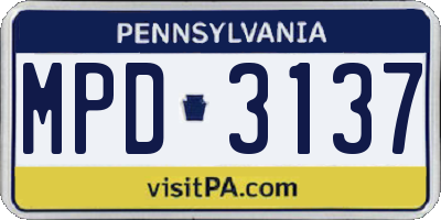 PA license plate MPD3137