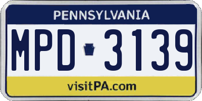 PA license plate MPD3139