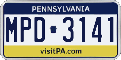 PA license plate MPD3141