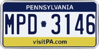 PA license plate MPD3146