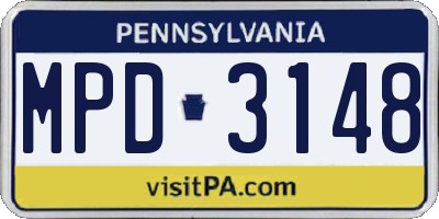 PA license plate MPD3148