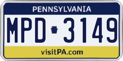 PA license plate MPD3149