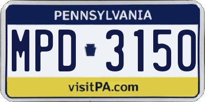 PA license plate MPD3150