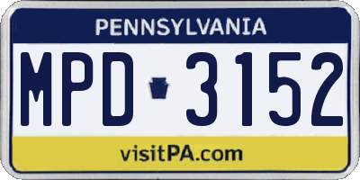 PA license plate MPD3152