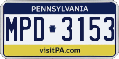 PA license plate MPD3153