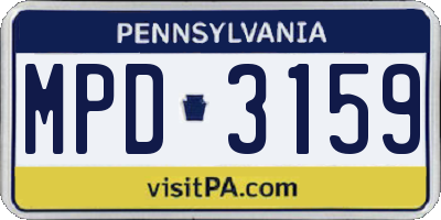PA license plate MPD3159