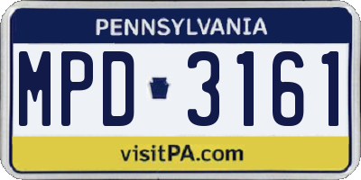 PA license plate MPD3161