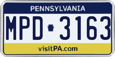 PA license plate MPD3163