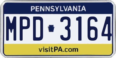 PA license plate MPD3164