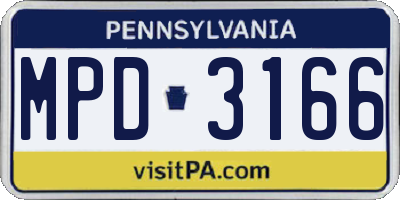 PA license plate MPD3166