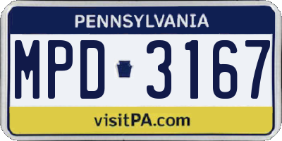 PA license plate MPD3167