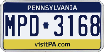 PA license plate MPD3168