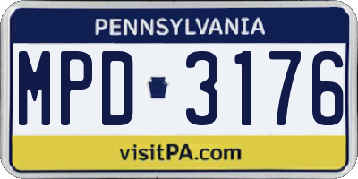 PA license plate MPD3176