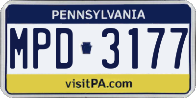 PA license plate MPD3177