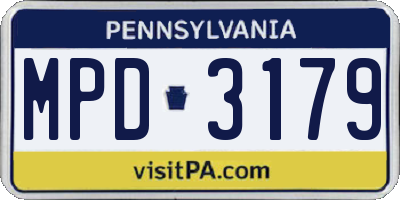 PA license plate MPD3179