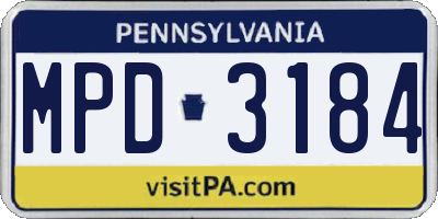 PA license plate MPD3184