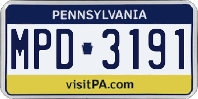 PA license plate MPD3191